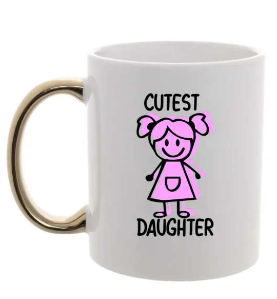 Чашка с цветной ручкой Cutest daughter pink Золото фото