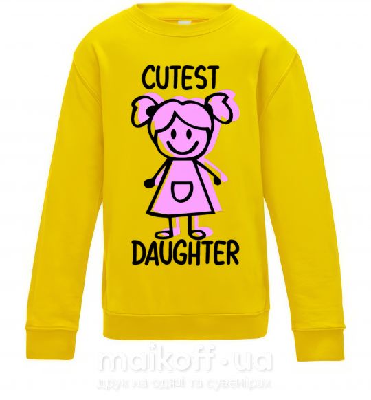 Детский Свитшот Cutest daughter pink Солнечно желтый фото
