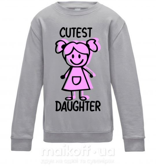 Детский Свитшот Cutest daughter pink Серый меланж фото