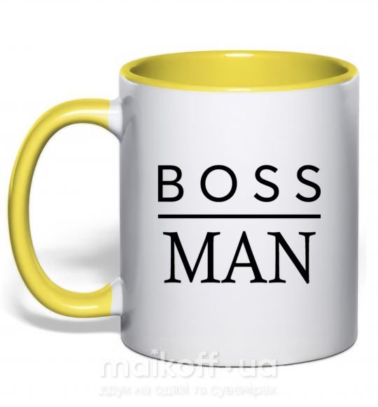 Чашка з кольоровою ручкою Boss man Сонячно жовтий фото