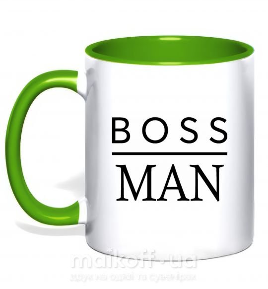 Чашка з кольоровою ручкою Boss man Зелений фото