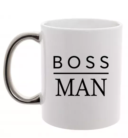 Чашка с цветной ручкой Boss man Серебро фото