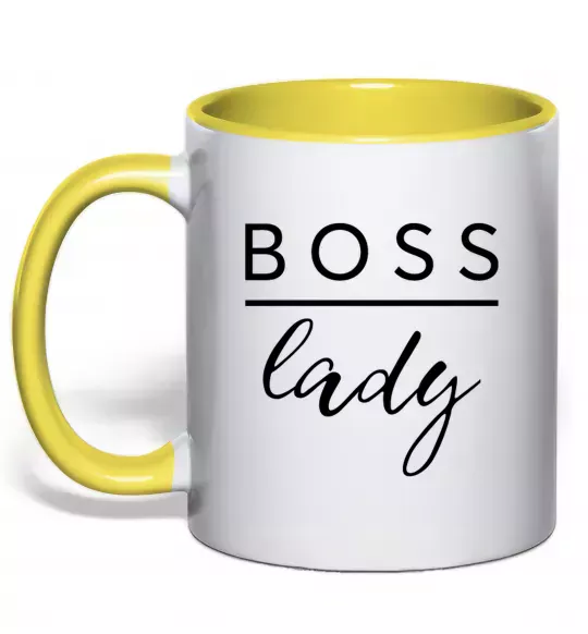 Чашка з кольоровою ручкою Boss lady Сонячно жовтий фото