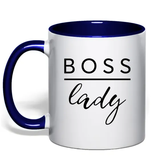 Чашка з кольоровою ручкою Boss lady Глибокий темно-синій фото