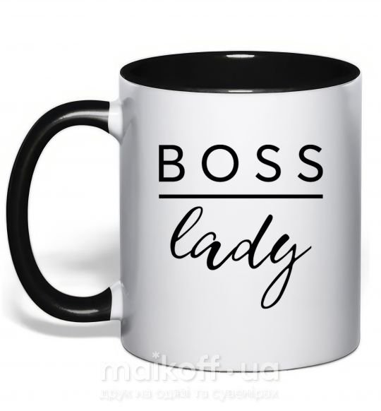 Чашка з кольоровою ручкою Boss lady Чорний фото