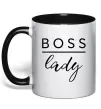 Чашка з кольоровою ручкою Boss lady Чорний Чашка з кольоровою ручкою Boss lady Чорний фото