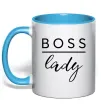 Чашка з кольоровою ручкою Boss lady Блакитний Чашка з кольоровою ручкою Boss lady Блакитний фото