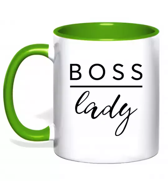 Чашка з кольоровою ручкою Boss lady Зелений фото