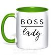 Чашка з кольоровою ручкою Boss lady Зелений фото