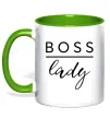 Чашка з кольоровою ручкою Boss lady Зелений Чашка з кольоровою ручкою Boss lady Зелений фото