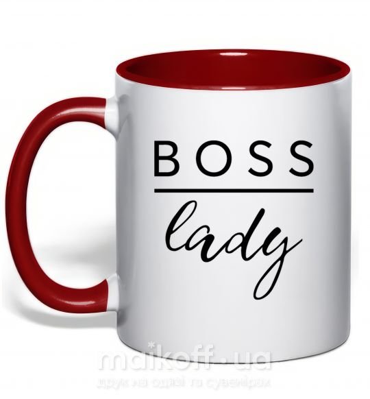 Чашка з кольоровою ручкою Boss lady Червоний фото