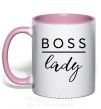Чашка з кольоровою ручкою Boss lady Ніжно рожевий фото