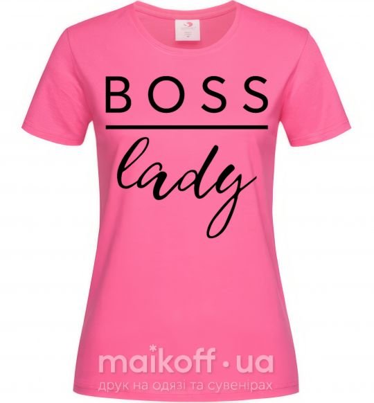 Жіноча футболка Boss lady Яскраво-рожевий фото