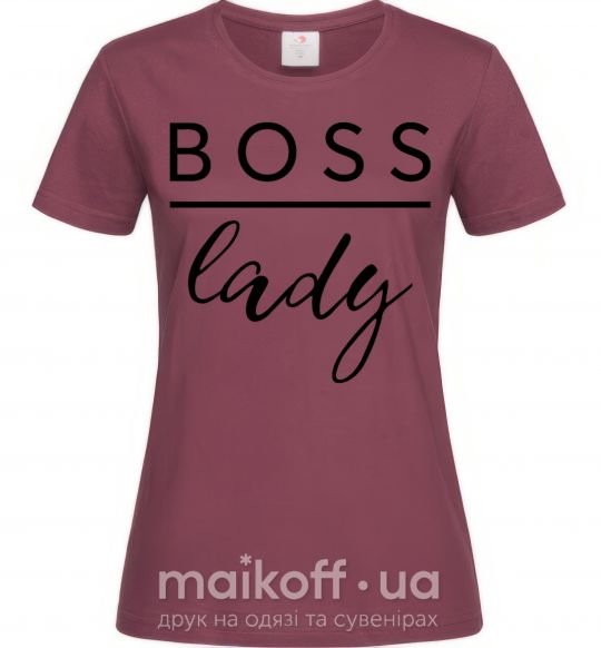 Жіноча футболка Boss lady Бордовий фото