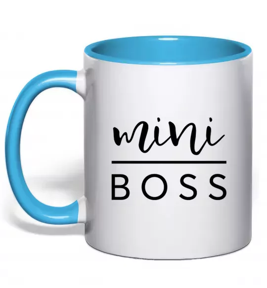 Чашка с цветной ручкой Mini boss Голубой фото
