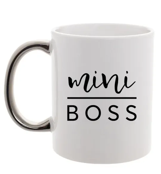 Чашка с цветной ручкой Mini boss Серебро фото