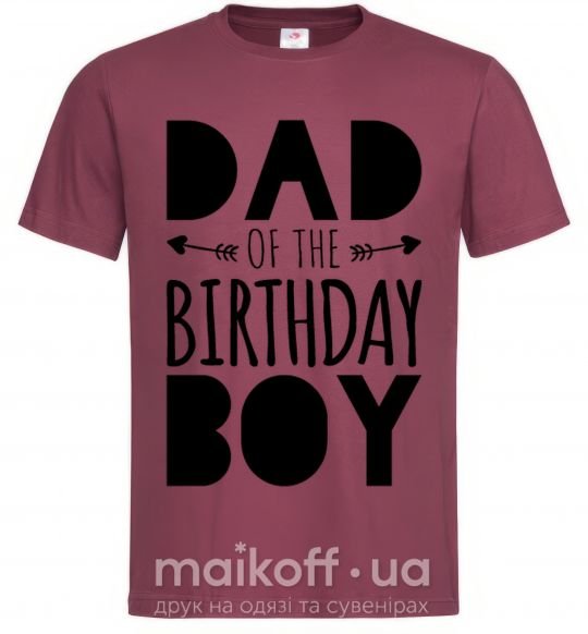 Чоловіча футболка Dad of the birthday boy Бордовий фото