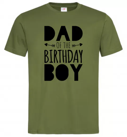 Мужская футболка Dad of the birthday boy Оливковый фото