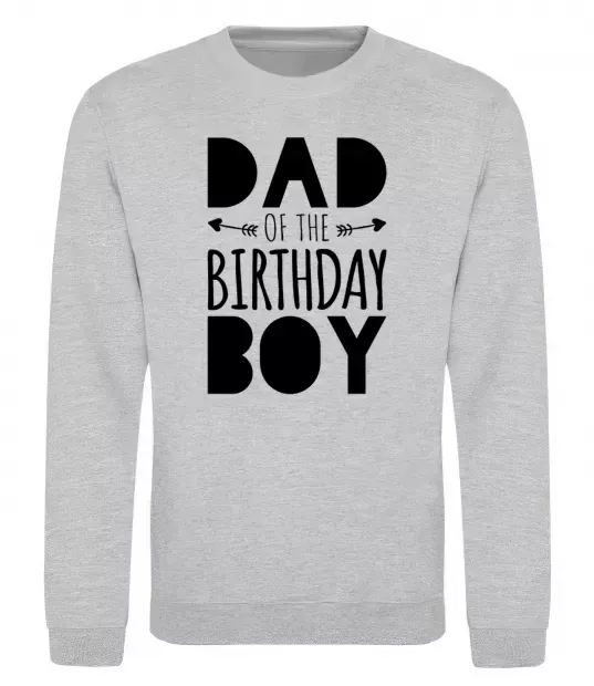Світшот Dad of the birthday boy Сірий меланж фото