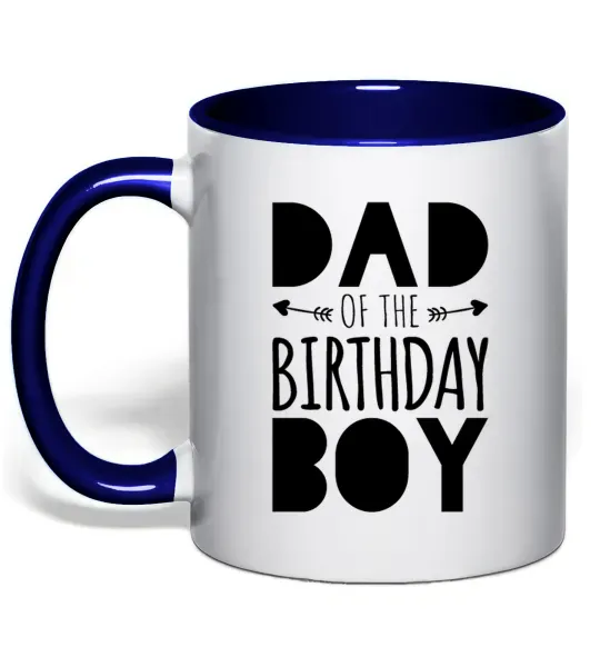 Чашка с цветной ручкой Dad of the birthday boy Глубокий темно-синий фото