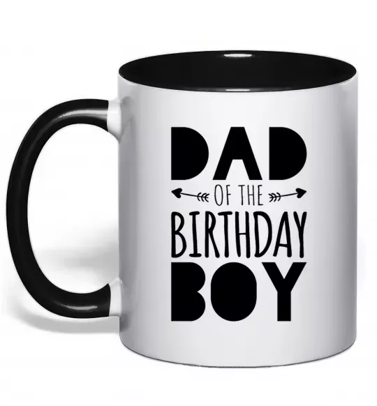Чашка с цветной ручкой Dad of the birthday boy Черный фото