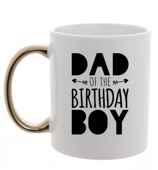 Чашка с цветной ручкой Dad of the birthday boy Золото фото