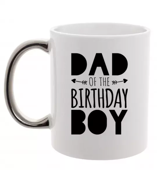 Чашка с цветной ручкой Dad of the birthday boy Серебро фото