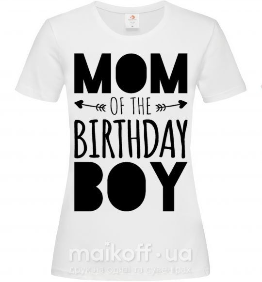 Жіноча футболка Mom of the birthday boy Білий фото