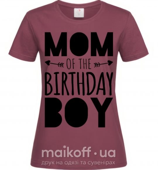 Жіноча футболка Mom of the birthday boy Бордовий фото