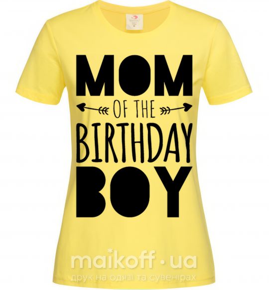 Жіноча футболка Mom of the birthday boy Лимонний фото