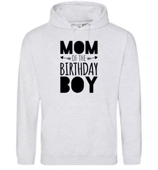 Женская толстовка (худи) Mom of the birthday boy Серый меланж фото