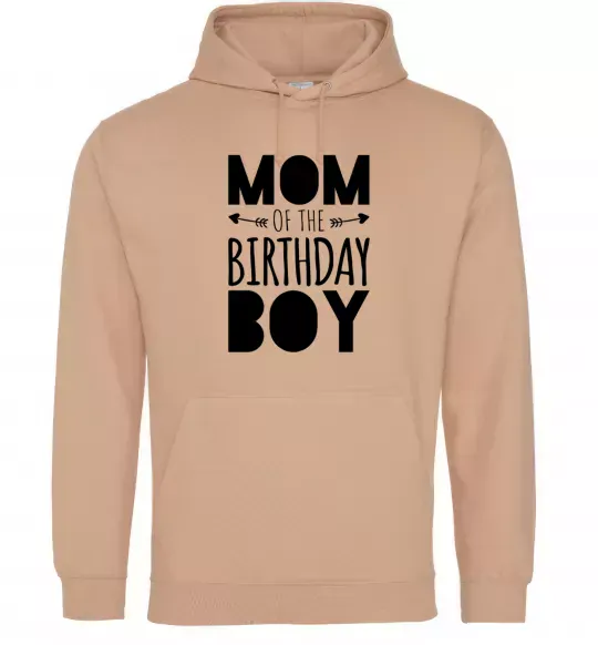 Женская толстовка (худи) Mom of the birthday boy Песочный фото