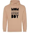 Женская толстовка (худи) Mom of the birthday boy Песочный фото