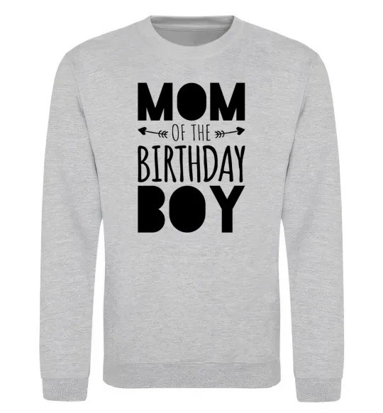 Світшот Mom of the birthday boy Сірий меланж фото