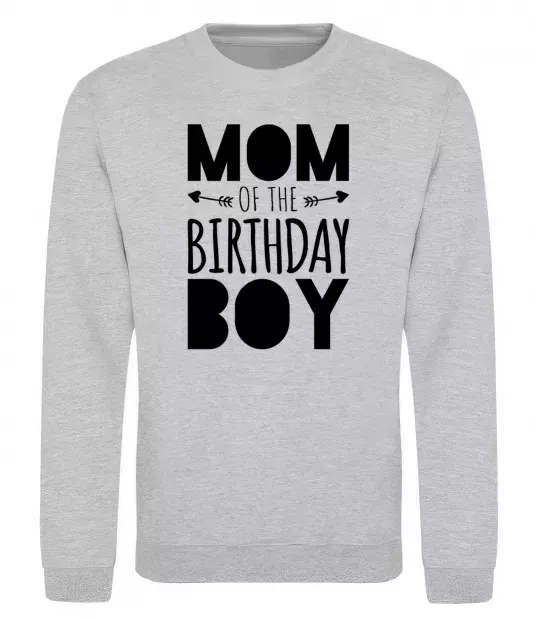 Свитшот Mom of the birthday boy Серый меланж фото