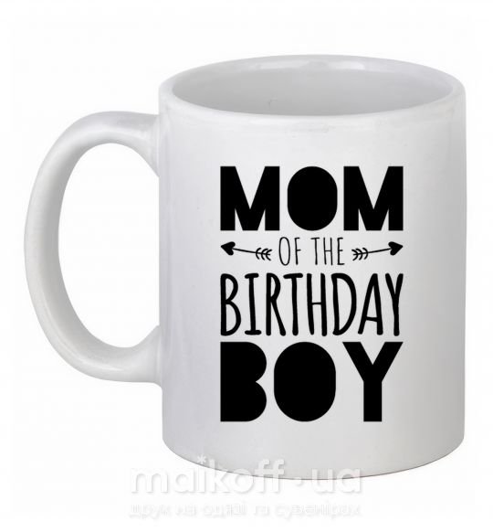 Чашка керамічна Mom of the birthday boy Білий фото