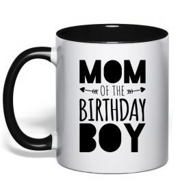 Чашка з кольоровою ручкою Mom of the birthday boy Чашка з кольоровою ручкою Mom of the birthday boy