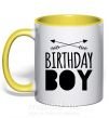 Чашка с цветной ручкой Birthday boy boho Солнечно желтый фото