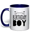 Чашка с цветной ручкой Birthday boy boho Глубокий темно-синий фото