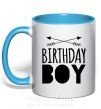 Чашка с цветной ручкой Birthday boy boho Голубой фото