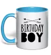 Чашка с цветной ручкой Birthday boy boho Голубой фото