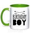 Чашка с цветной ручкой Birthday boy boho Зеленый фото