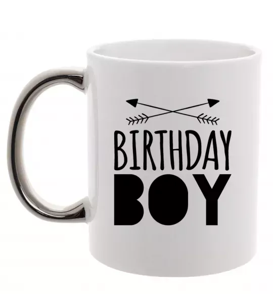 Чашка с цветной ручкой Birthday boy boho Серебро фото