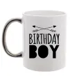 Чашка с цветной ручкой Birthday boy boho Серебро фото