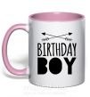 Чашка с цветной ручкой Birthday boy boho Нежно розовый фото