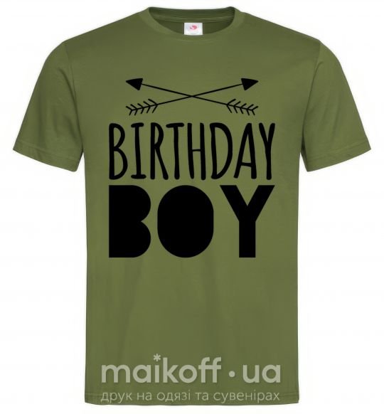 Чоловіча футболка Birthday boy boho Оливковий фото
