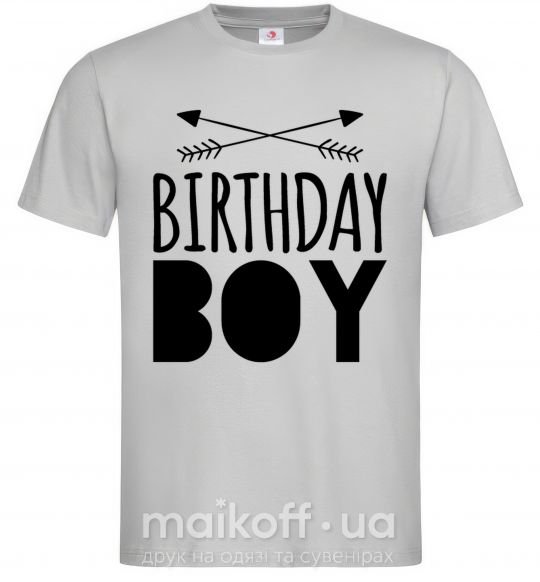 Мужская футболка Birthday boy boho Серый фото