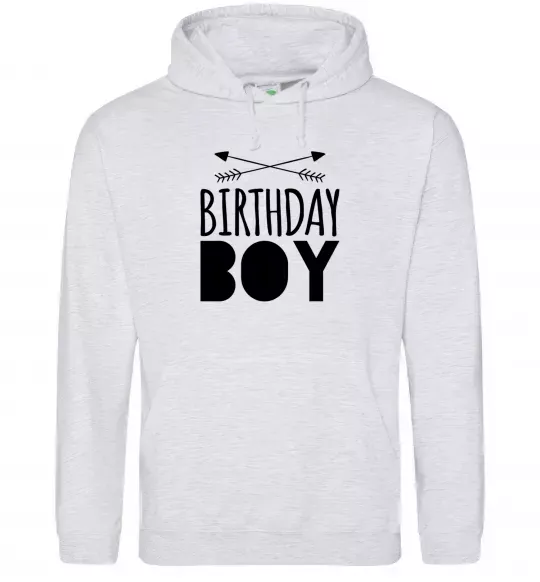 Чоловіча толстовка (худі) Birthday boy boho Сірий меланж фото