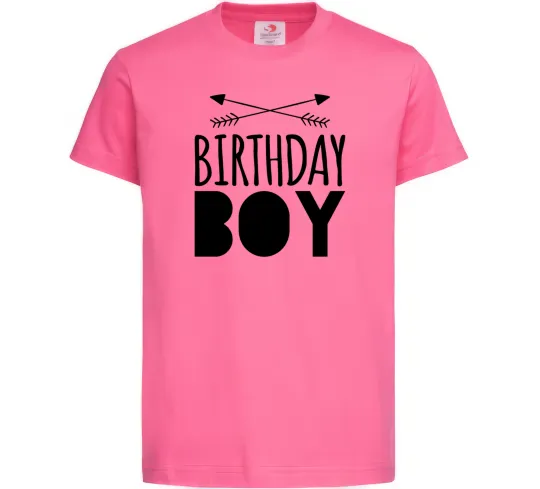 Дитяча футболка Birthday boy boho Яскраво-рожевий фото