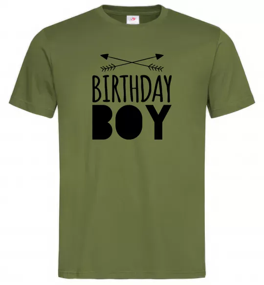 Мужская футболка Birthday boy boho Оливковый фото